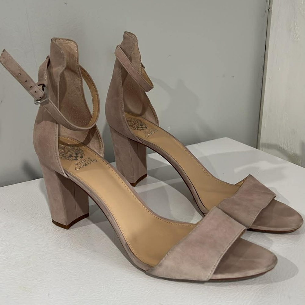 Vince Camuto Taupe Block Heel Sandals
